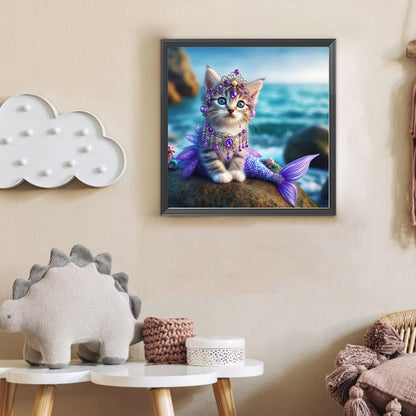 Mermaid Cat - Full Round Drill Diamond Painting 30*30CM