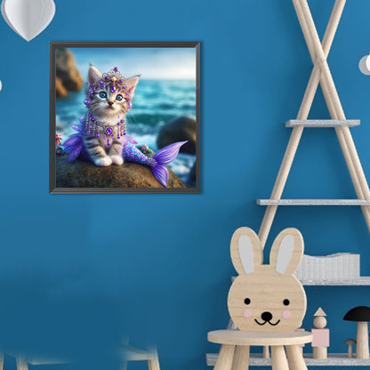 Mermaid Cat - Full Round Drill Diamond Painting 30*30CM