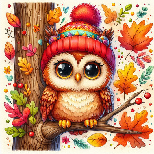 Owl - Full Round Drill Diamond Painting 30*30CM