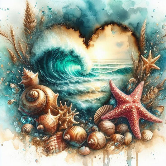 Starfish On The Seaside - Full Round Drill Diamond Painting 30*30CM