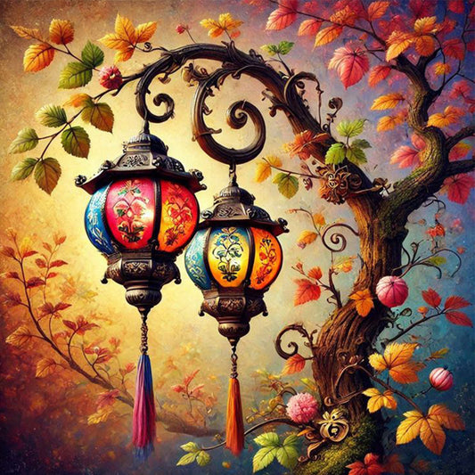 Red Lantern On The Tree - Full Square Drill Diamond Painting 30*30CM