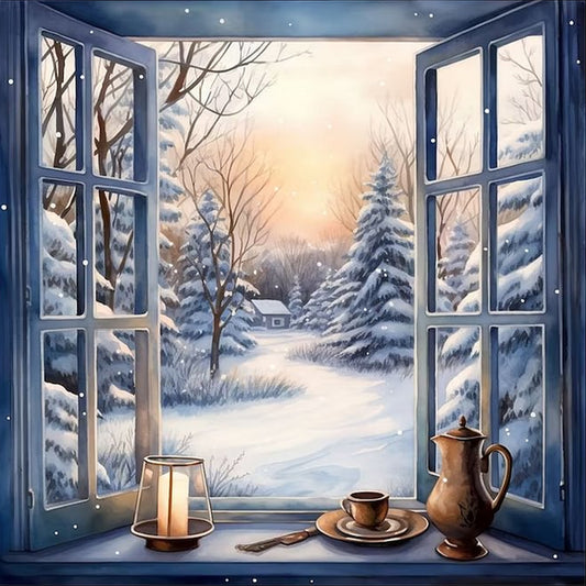 Snow Outside The Window - Full Round Drill Diamond Painting 40*40CM