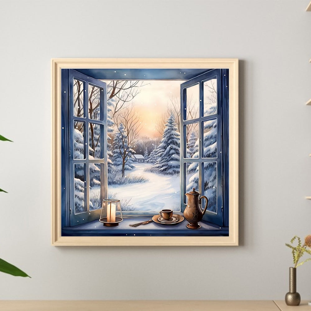 Snow Outside The Window - Full Round Drill Diamond Painting 40*40CM