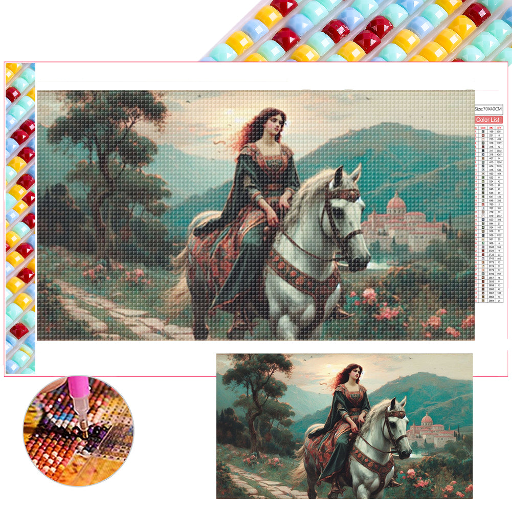 Woman Riding A Horse - Full Square Drill Diamond Painting 70*40CM
