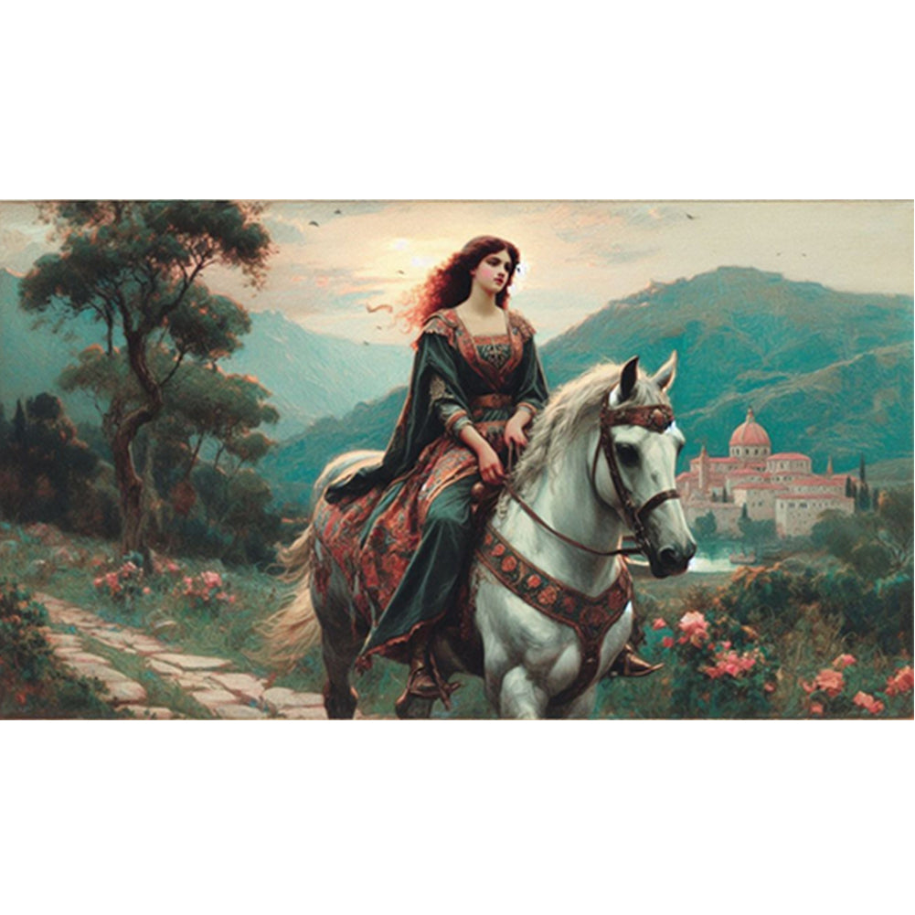 Woman Riding A Horse - Full Square Drill Diamond Painting 70*40CM