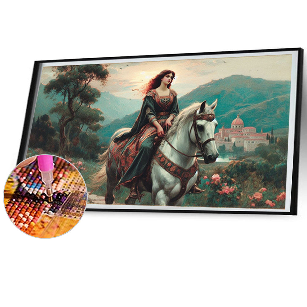 Woman Riding A Horse - Full Square Drill Diamond Painting 70*40CM