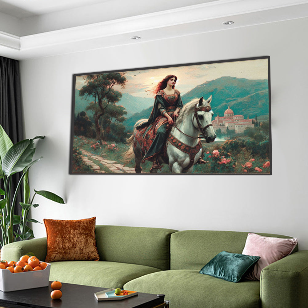 Woman Riding A Horse - Full Square Drill Diamond Painting 70*40CM
