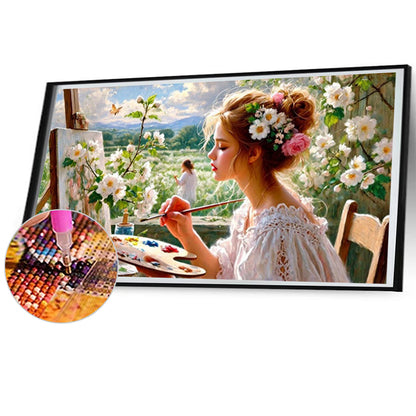 Woman Painting By The Window - Full Square Drill Diamond Painting 70*40CM