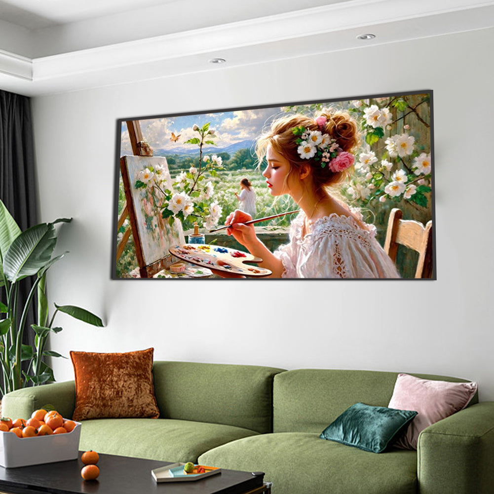 Woman Painting By The Window - Full Square Drill Diamond Painting 70*40CM