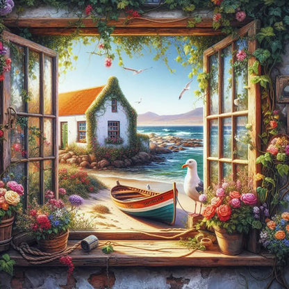Window View - Full Round Drill Diamond Painting 40*40CM