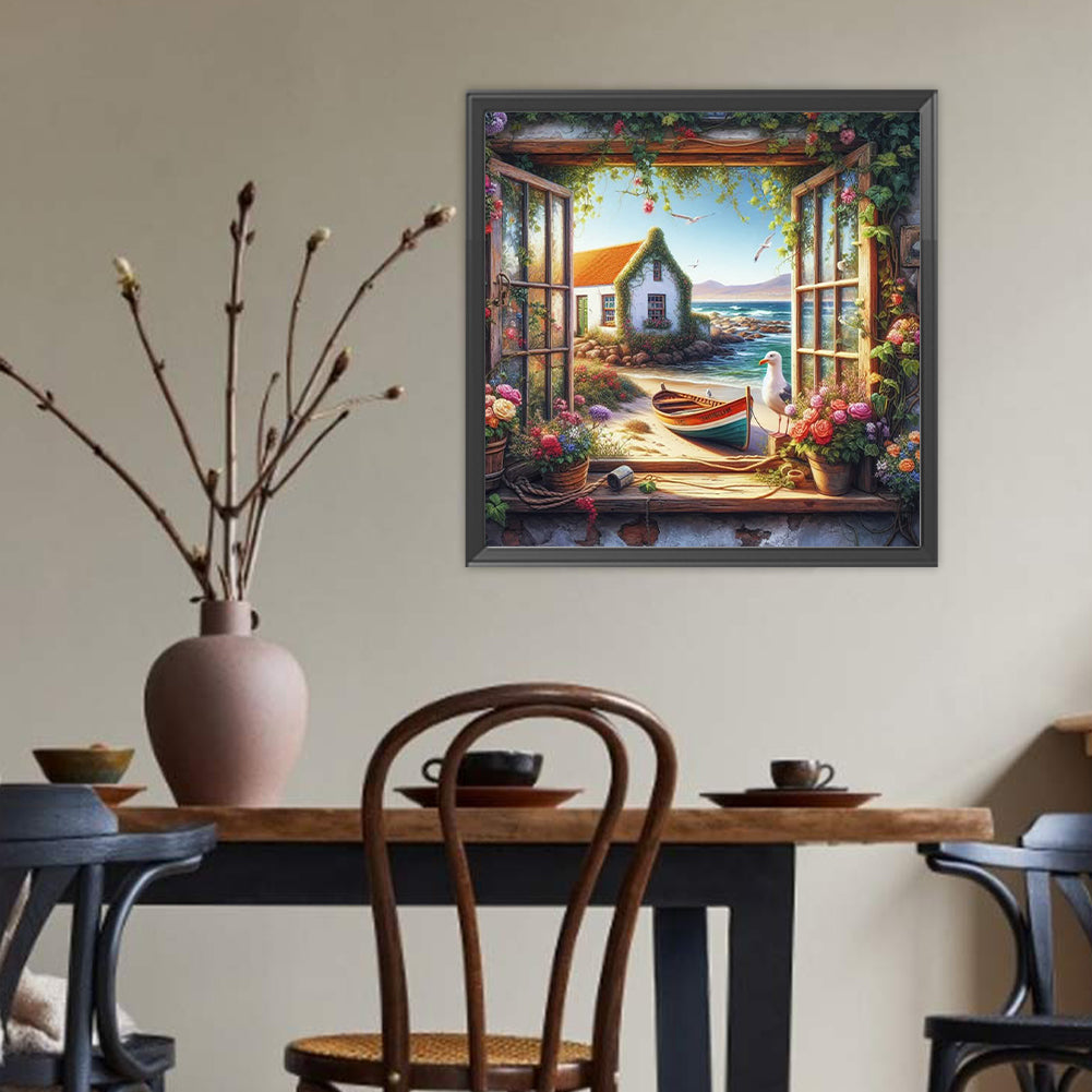 Window View - Full Round Drill Diamond Painting 40*40CM