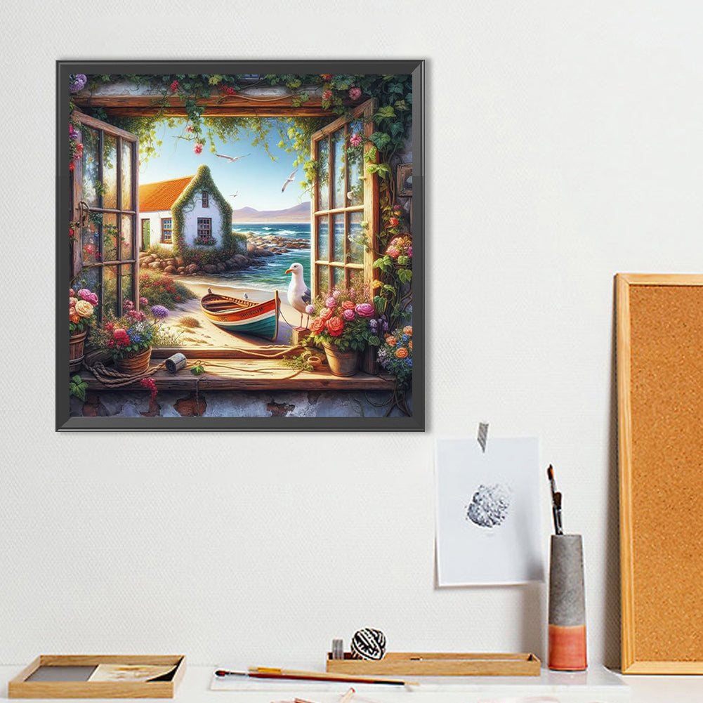 Window View - Full Round Drill Diamond Painting 40*40CM