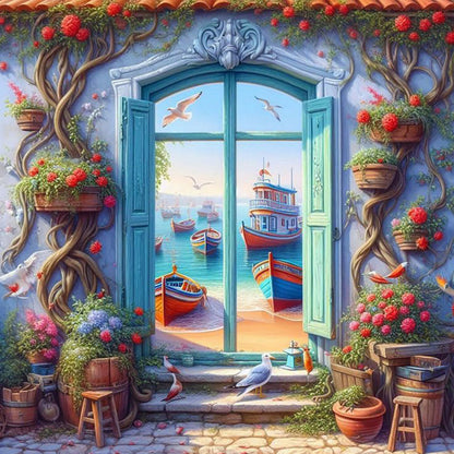 Window View - Full Round Drill Diamond Painting 40*40CM