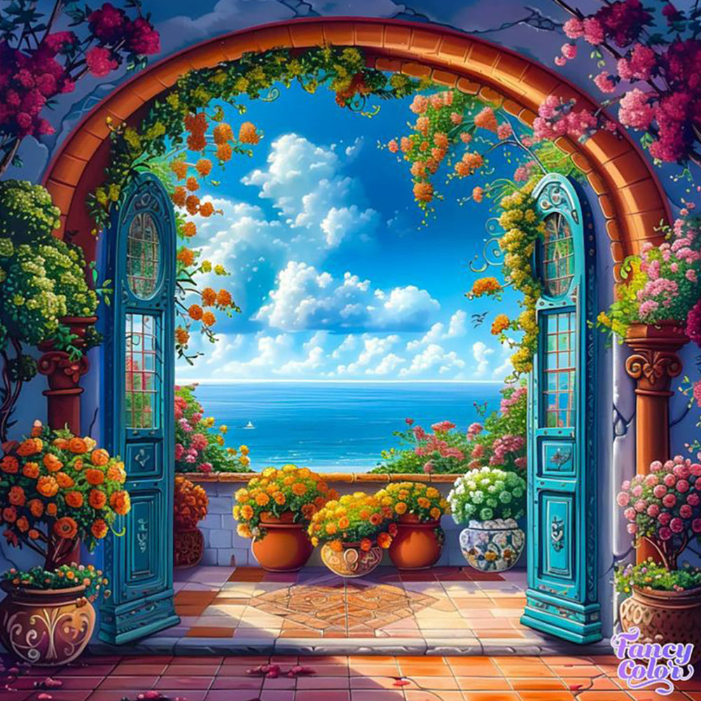 Window View - Full Round Drill Diamond Painting 40*40CM