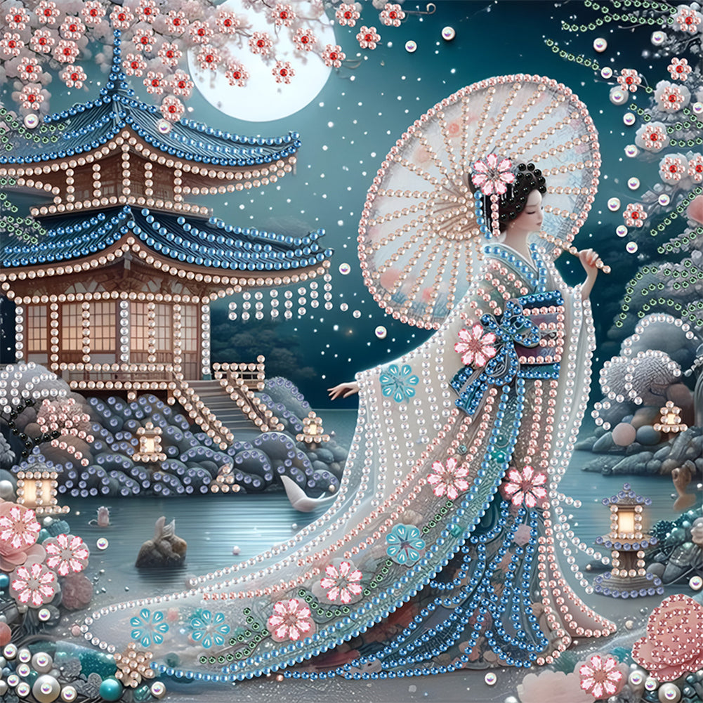 Japanese Geisha Beauty - Special Shaped Drill Diamond Painting 30*30CM