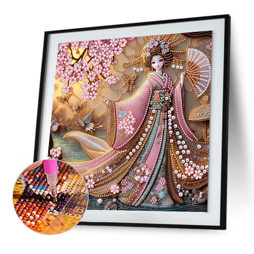 Japanese Geisha Beauty - Special Shaped Drill Diamond Painting 30*30CM