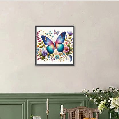 Flower Butterfly - Full Round Drill Diamond Painting 40*40CM