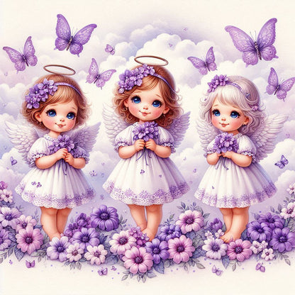 Cloud Angel Girl - Full Round Drill Diamond Painting 40*40CM