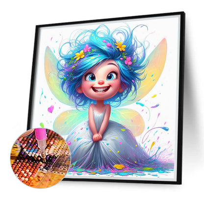 Blue-Haired Elf Girl - Full Round Drill Diamond Painting 40*40CM