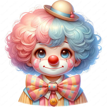 Girl With Clown Makeup - Full Round Drill Diamond Painting 40*40CM