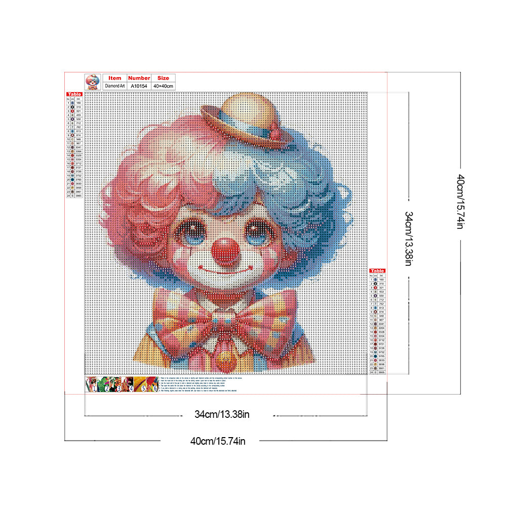 Girl With Clown Makeup - Full Round Drill Diamond Painting 40*40CM