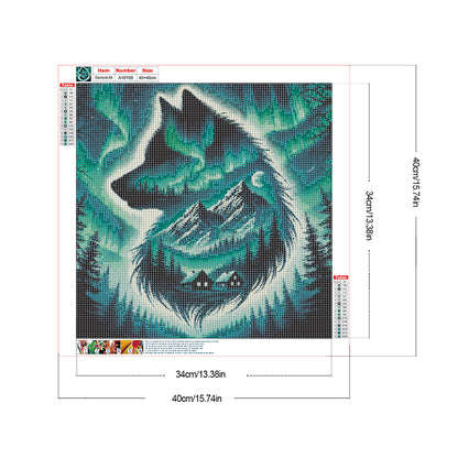Aurora Wolf - Full Round Drill Diamond Painting 40*40CM