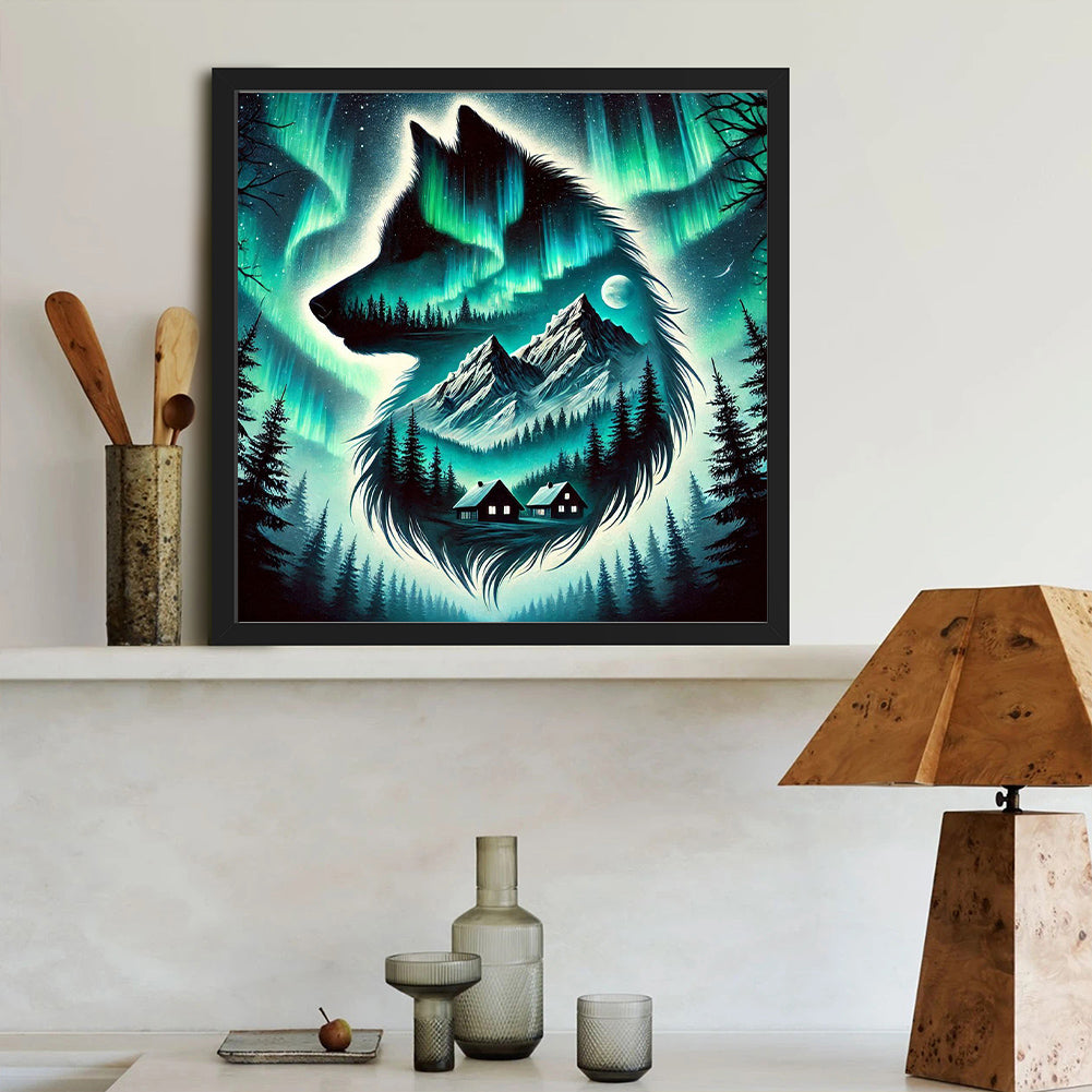 Aurora Wolf - Full Round Drill Diamond Painting 40*40CM