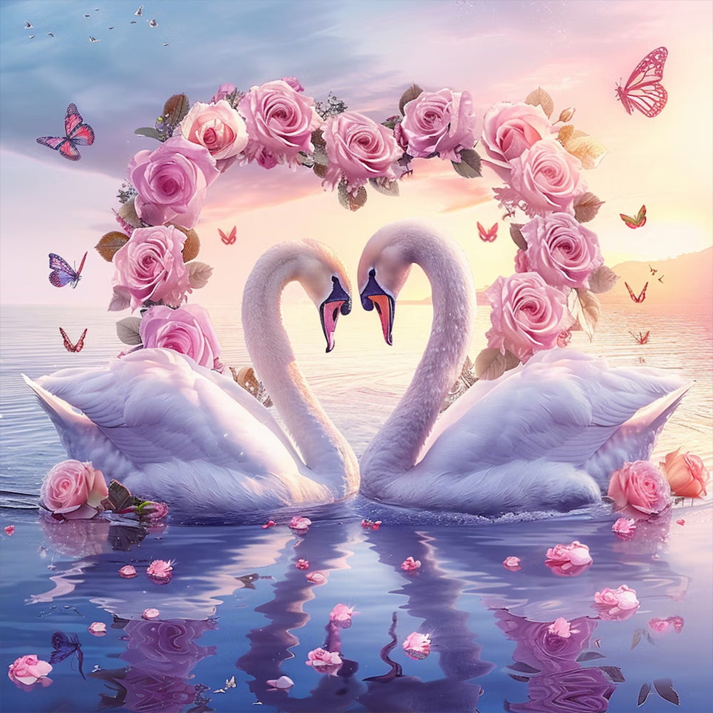 Swan - Full Round Drill Diamond Painting 40*40CM