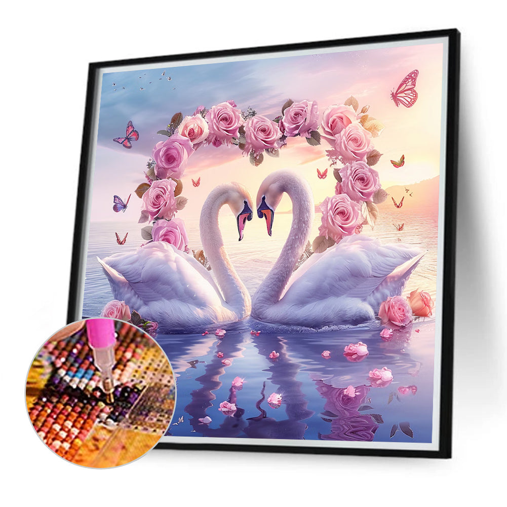 Swan - Full Round Drill Diamond Painting 40*40CM