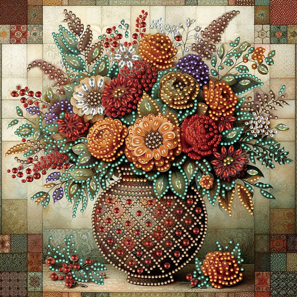 Vintage Vase - Special Shaped Drill Diamond Painting 30*30CM