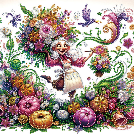 Optimistic Old Lady - Special Shaped Drill Diamond Painting 30*30CM