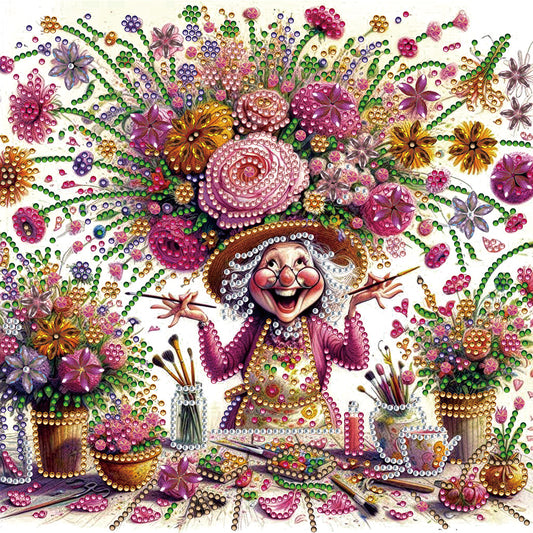 Optimistic Old Lady - Special Shaped Drill Diamond Painting 30*30CM