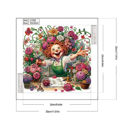 Optimistic Old Lady - Special Shaped Drill Diamond Painting 30*30CM