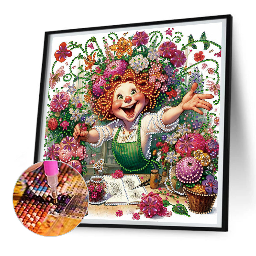 Optimistic Old Lady - Special Shaped Drill Diamond Painting 30*30CM