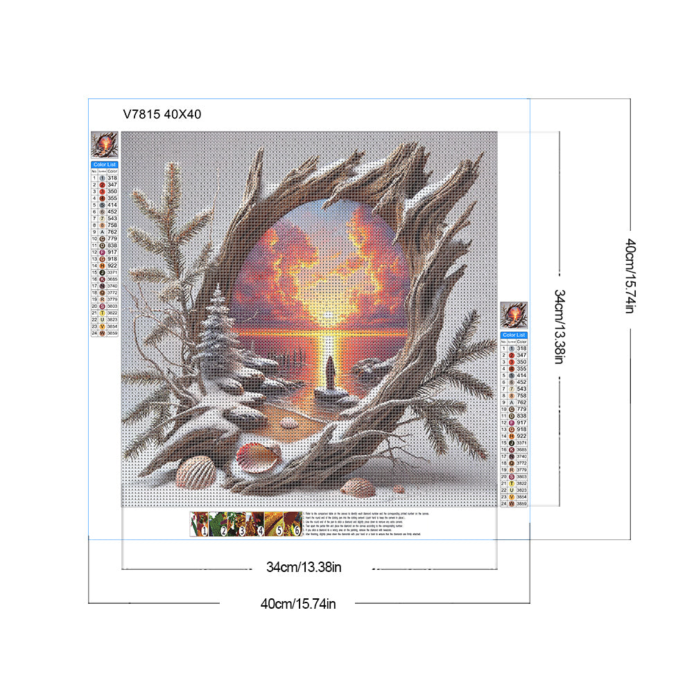 Dead Pine Trunk, Sunset And Dusk - Full Round Drill Diamond Painting 40*40CM