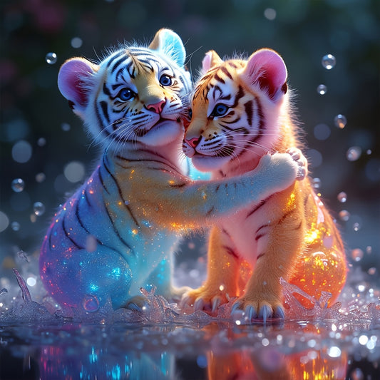 Double Tiger - Full Round Drill Diamond Painting 40*40CM