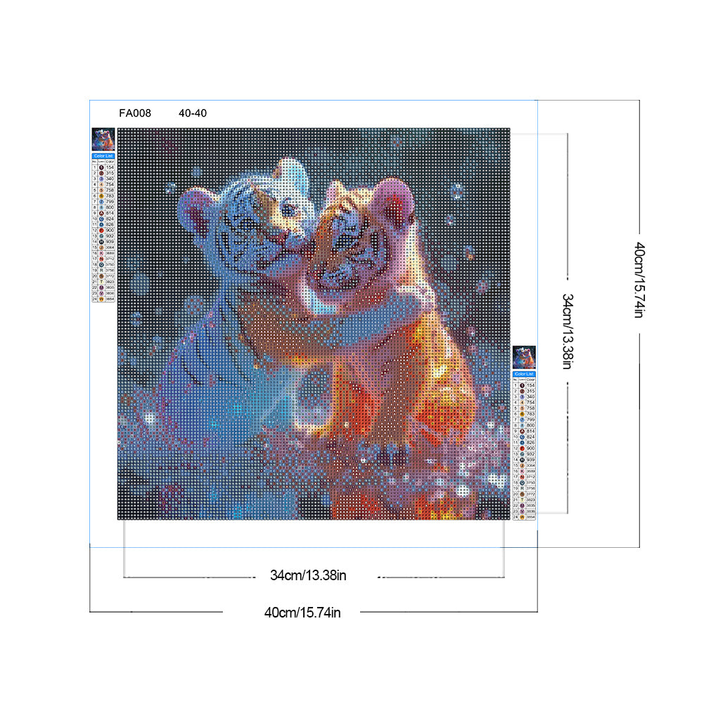 Double Tiger - Full Round Drill Diamond Painting 40*40CM