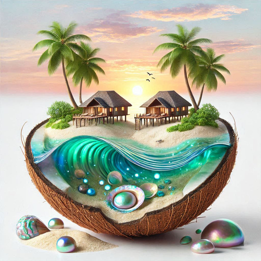 Coconut Beach - Full Round Drill Diamond Painting 40*40CM