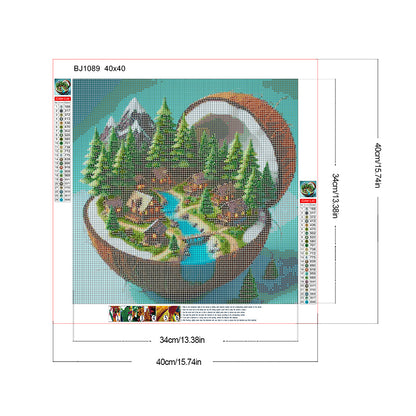 Coconut Township - Full Round Drill Diamond Painting 40*40CM