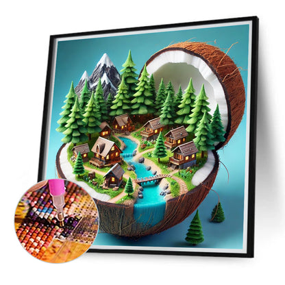 Coconut Township - Full Round Drill Diamond Painting 40*40CM