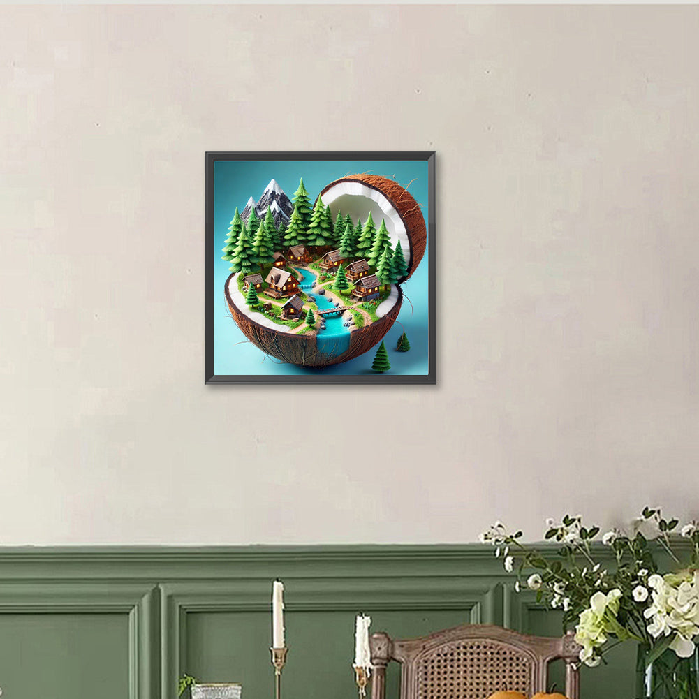 Coconut Township - Full Round Drill Diamond Painting 40*40CM