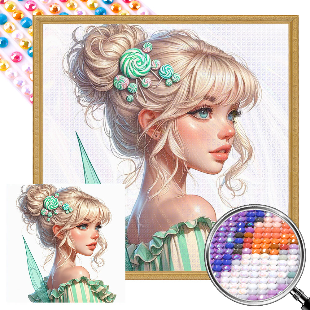 Pretty Blonde Girl - Full AB Round Drill Diamond Painting 40*40CM
