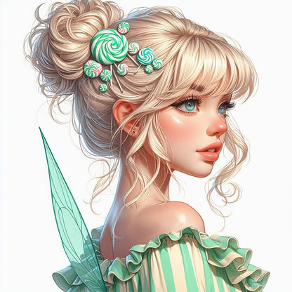 Pretty Blonde Girl - Full AB Round Drill Diamond Painting 40*40CM