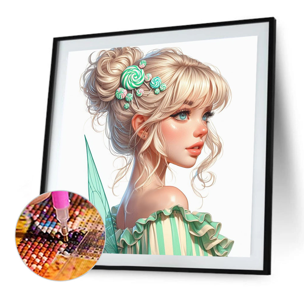 Pretty Blonde Girl - Full AB Round Drill Diamond Painting 40*40CM