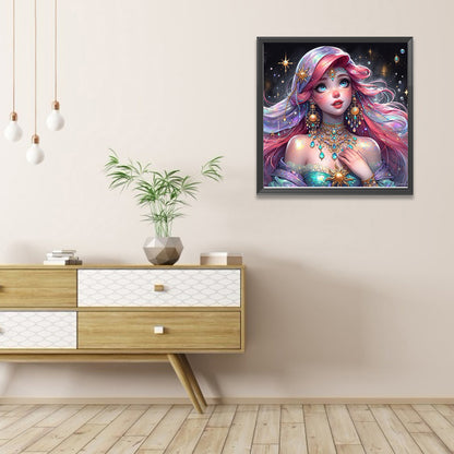 Exotic Red-Haired Girl - Full AB Round Drill Diamond Painting 40*40CM