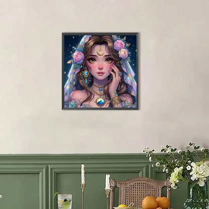 Exotic Girl With Flowers - Full AB Round Drill Diamond Painting 40*40CM