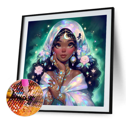 Exotic Black-Haired Girl - Full AB Round Drill Diamond Painting 40*40CM