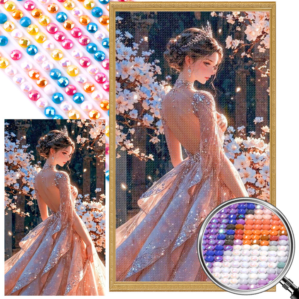 Elegant Princess Dress Girl - Full AB Round Drill Diamond Painting 40*70CM