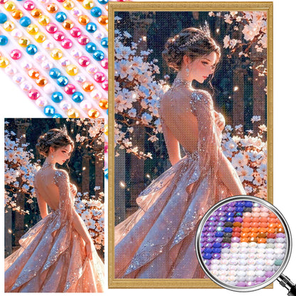 Elegant Princess Dress Girl - Full AB Round Drill Diamond Painting 40*70CM