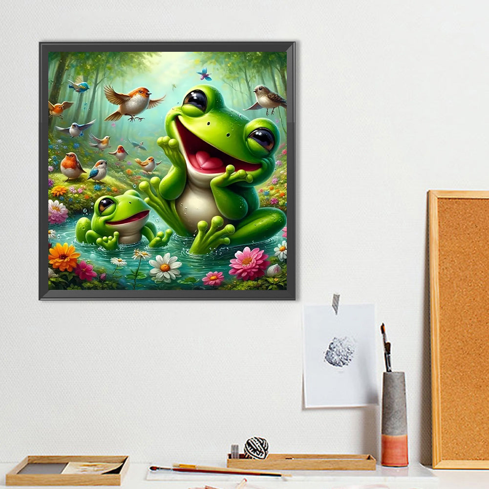 Happy Frog Sparrow Group - Full Round Drill Diamond Painting 40*40CM